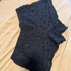 Ella Moss Black Eyelet Cotton Silk Shorts